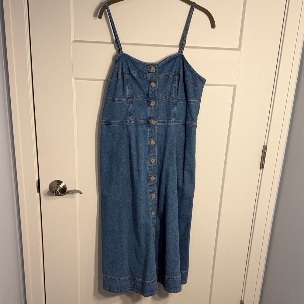 Universal Thread Blue Denim Button-Front Midi Dress